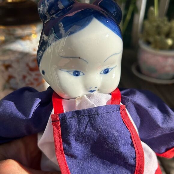Vintage Chinese Asian Doll Blue & White Ceramic/Porcelain Boots Hands Head - Picture 2 of 16